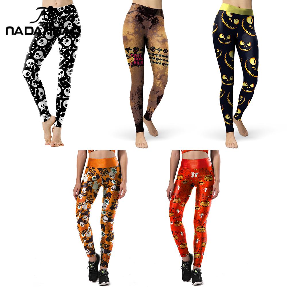 Yoga Fitness Holiday - Nadanbao Skull Ghost Gedrukte Damesleggings Hoge