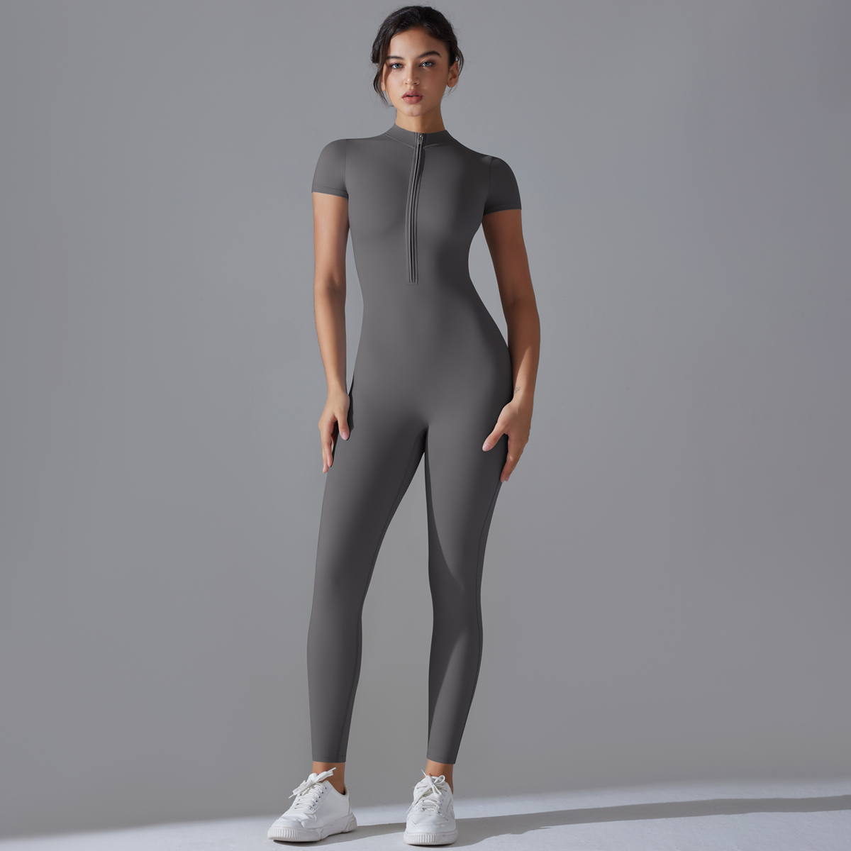 Yoga Fitness Kit - Yogaset Damesjumpsuits Eendelig pak Rits Korte