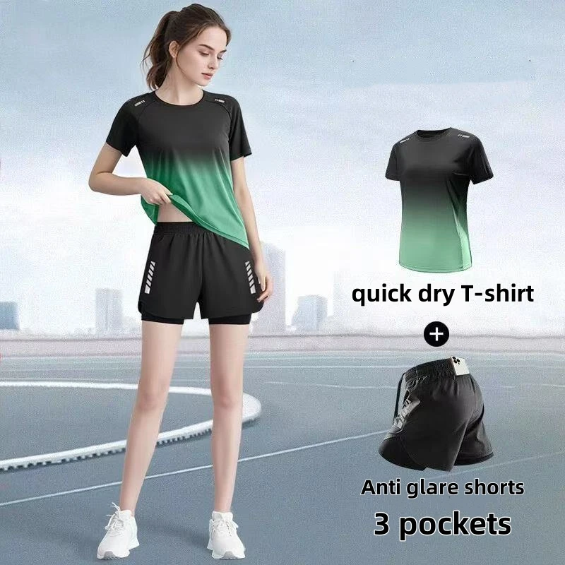 Yoga Fitness Kit - Sportkledingset voor dames, hardloopshorts, T-shirt, yogakleding,