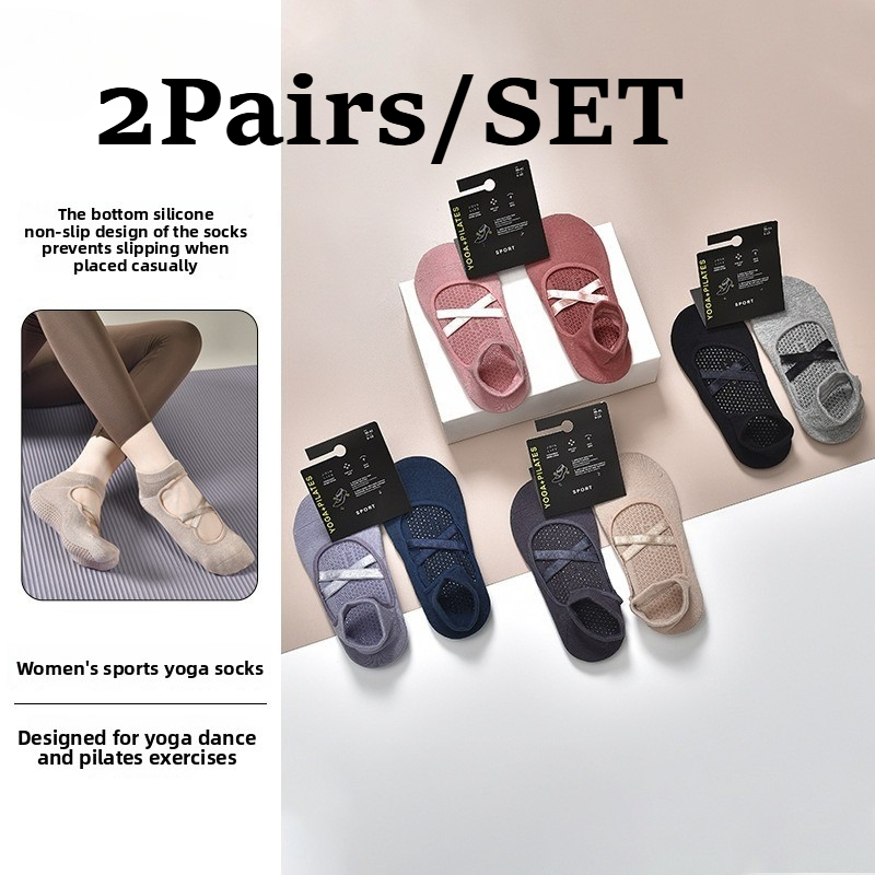 Yoga Fitness Kit - 2 paar ademende katoenen zweetabsorberende yogasokken