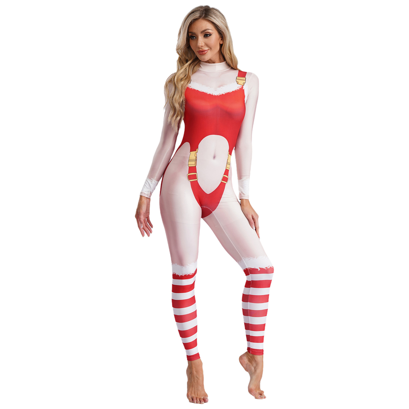 Yoga Fitness Holiday - Vrouwen yoga fitness glanzende jumpsuit kerst
